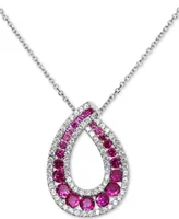 Lab-Grown Ruby (1-1/2 ct. t.w.) & Cubic Zirconia Loop 18" Pendant Necklace in Sterling Silver