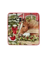 Homestead Christmas 4 Piece Canape Plate Set