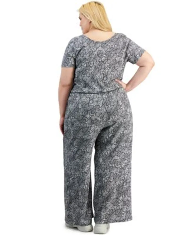 Bar Iii Trendy Plus Size Snakeskin Print Top Pull On Pants Created For Macys