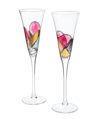 The Wine Savant Artisanal Hand Painted Champagne Flutes, Set of 2