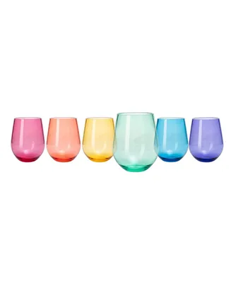 The Wine Savant Acrylic European Style Stemless Wine Glasses, Set of 6
