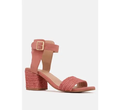 Rag & Co Rayna Womens Braided Jute Strap and Suede Sandal