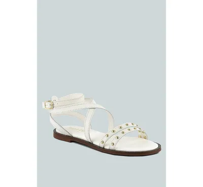 Rag & Co Corriane Studs Embellishment Off White Strappy Sandals