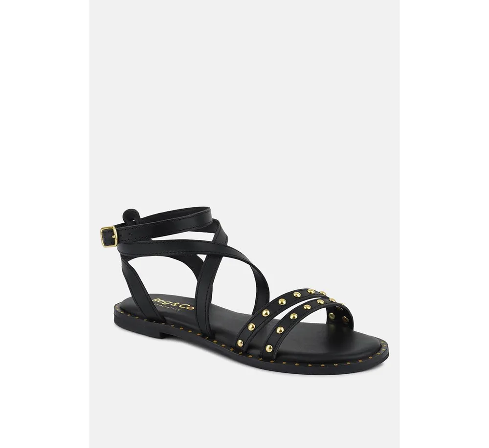 Rag & Co Corriane Studs Embellishment Off White Strappy Sandals