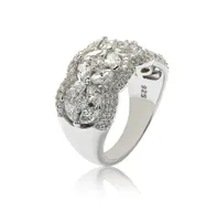 Suzy Levian Sterling Silver White Cubic Zirconia Flower Ring