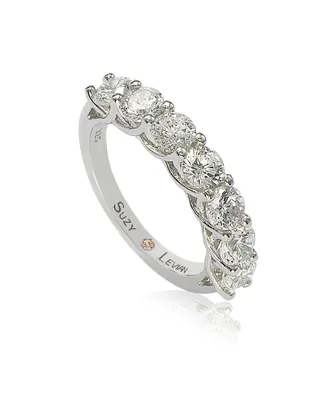 Suzy Levian Sterling Silver White Cubic Zirconia Half Eternity Band Ring