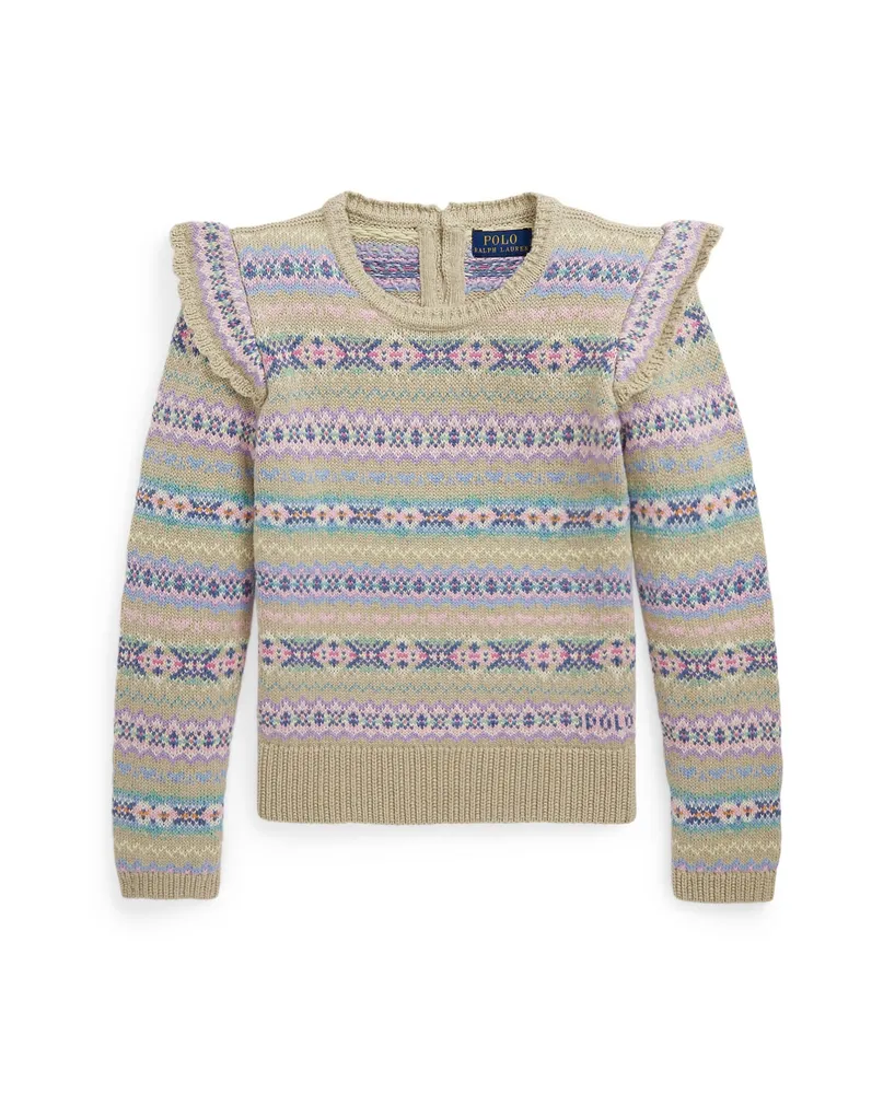 Polo Ralph Lauren Big Girls Ruffled Fair Isle Wool-Blend Sweater