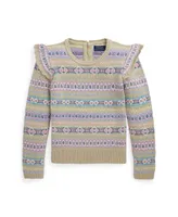 Polo Ralph Lauren Big Girls Ruffled Fair Isle Wool-Blend Sweater