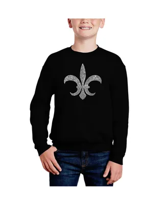 La Pop Art Boys Fleur De Lis - Popular Louisiana Cities Word Crewneck Sweatshirt