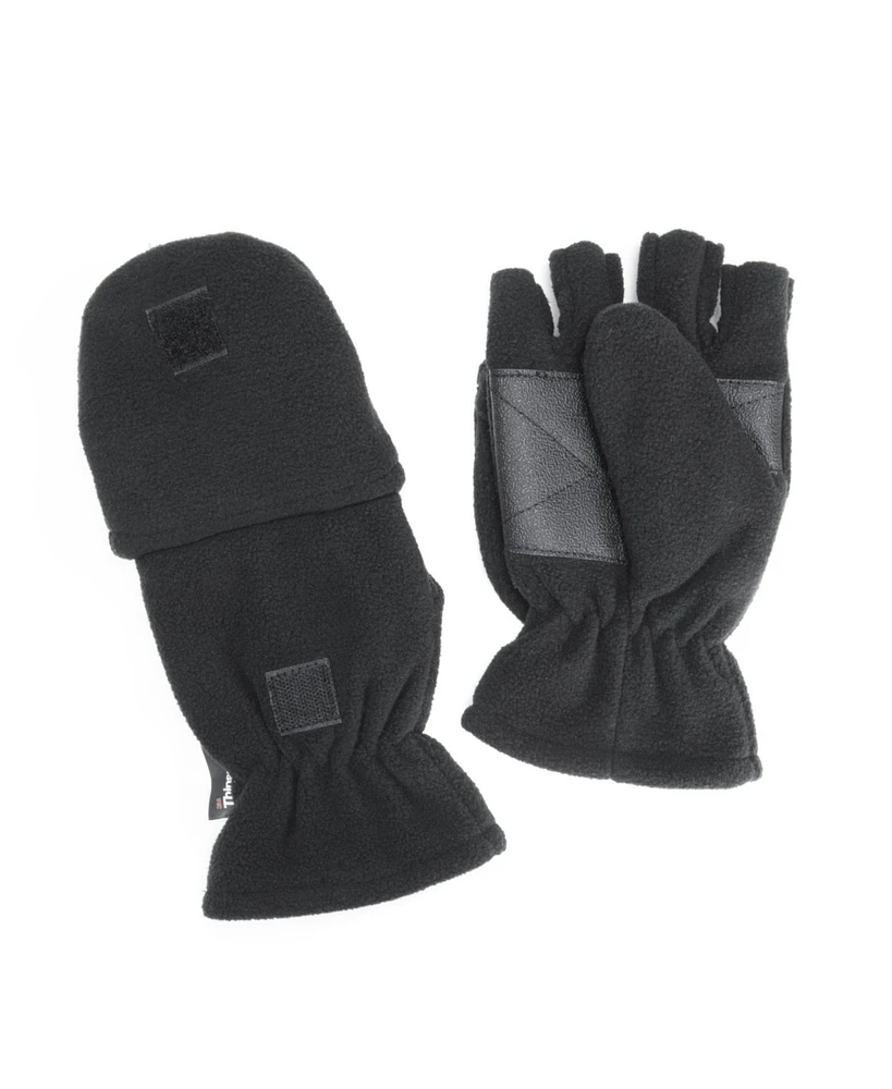 Muk Luks Men's Unisex Waterproof Nylon Mittens, Black, Large