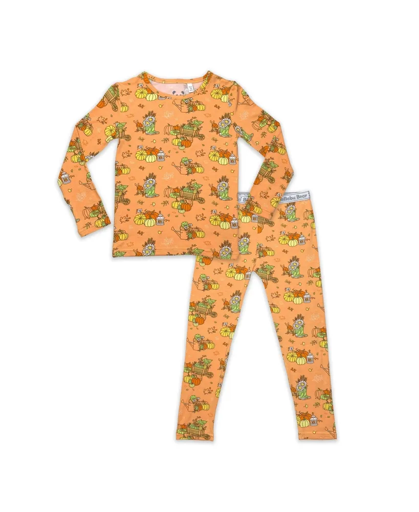 Bellabu Bear Toddler| Child Unisex Kids Pumpkin Set of 2 Piece Pajamas