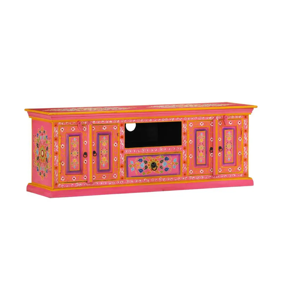 Tv Stand Pink 43.3"x11.8"x15.7" Solid Wood Mango