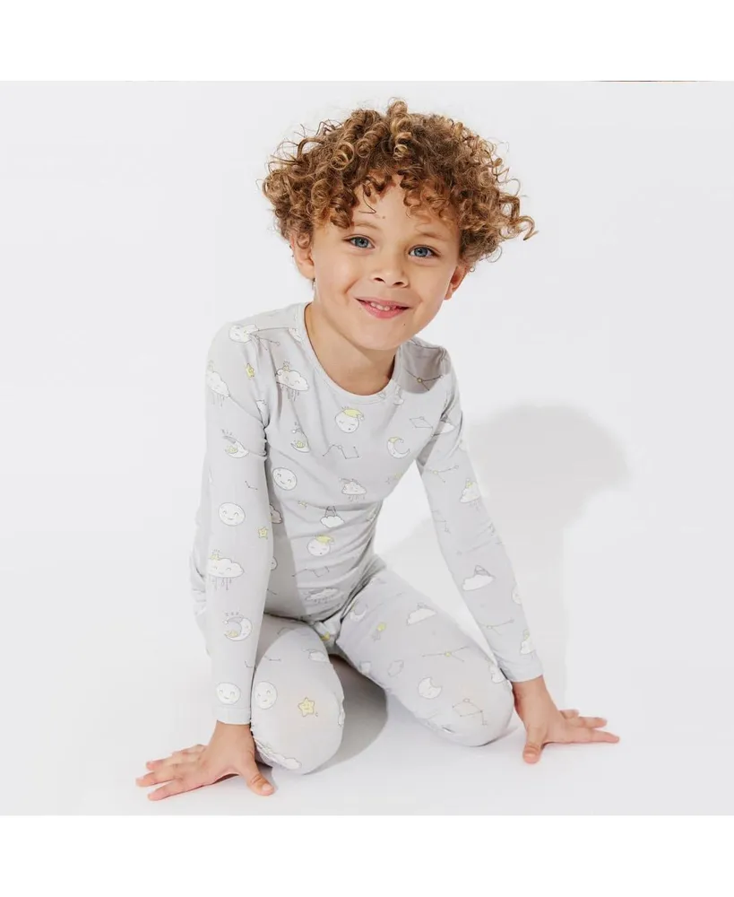 Bellabu Bear Toddler| Child Unisex Constellation Grey Set of 2 Piece Pajamas