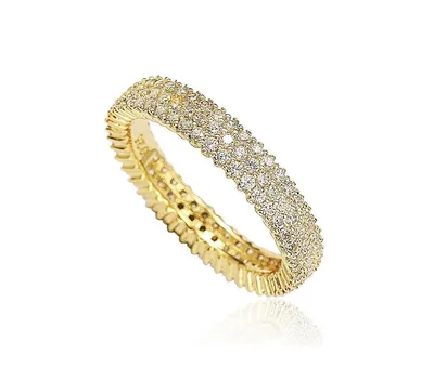 Suzy Levian New York Sterling Silver Micro-Pave White Cubic Zirconia Eternity Band Ring