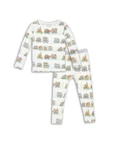 Bellabu Bear Toddler| Child Unisex Zoo Train Set of 2 Piece Pajamas