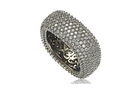 Suzy Levian Sterling Silver Cubic Zirconia Square Pave Eternity Ring