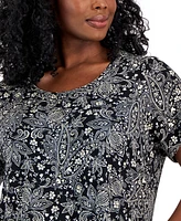 Jm Collection Plus Size Paige Paisley Short-Sleeve Top, Created for Macy's