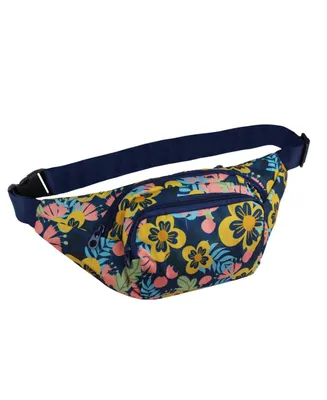 World Traveler Floral 14-Inch Fanny Pack Adjustable Crossbody Waist