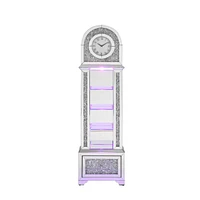 Streamdale Furniture Noralie Grandfather Clock with Led Mirrored & Faux Diamonds