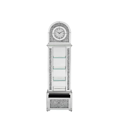 Simplie Fun Noralie Grandfather Clock with Led Mirrored & Faux Diamonds