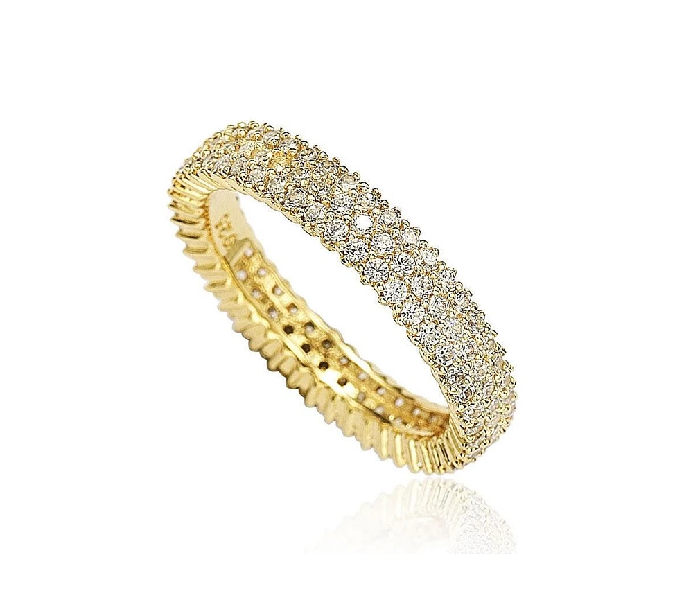 Suzy Levian Sterling Silver Micro-Pave White Cubic Zirconia Eternity Band Ring