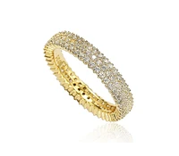 Suzy Levian Sterling Silver Micro-Pave White Cubic Zirconia Eternity Band Ring