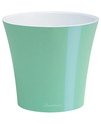 Decopots Plastic Round Modern Flower Pot with Drainage Planter, White Purple, 6.5in