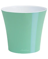Decopots Plastic Round Modern Flower Pot with Drainage Planter, White Purple, 6.5in