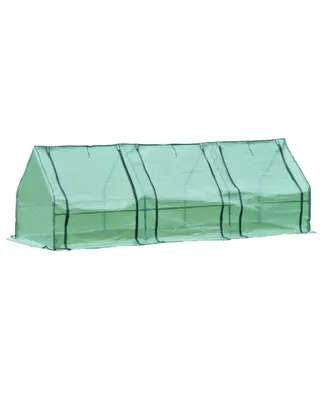Aoodor Mini Greenhouse 9 ft. x 3 Water Resistant Uv Protected Green Color - Zipper Doors