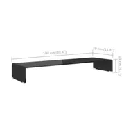 vidaXL Tv Stand/Monitor Riser Glass Black 39.4"x11.8"x5.1"