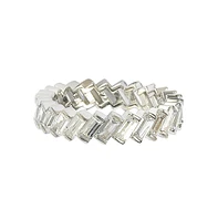 Suzy Levian Sterling Silver White Cubic Zirconia Baguette Eternity Band Ring