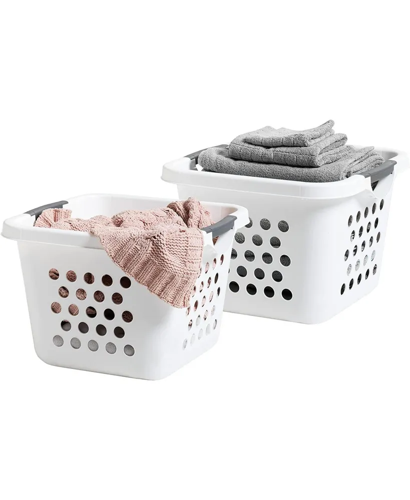 2 Pack 30L Medium Square Plastic Laundry Basket, White