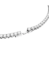 Swarovski Round Cut White Rhodium Plated Matrix Tennis Necklace