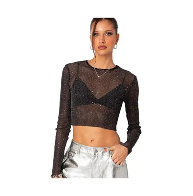 Women's Marly sheer shimmer sequin top
