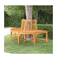 vidaXL Half Round Tree Bench 63" Solid Wood Eucalyptus