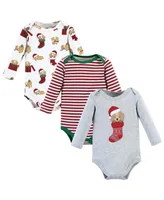 Hudson Baby Baby Boys Unisex Baby Cotton Long-Sleeve Bodysuits, Christmas Dog