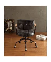 Hallie Office Chair in Vintage like Black Top Grain Leather