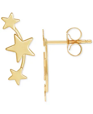 Polished Triple Star Curved Ear Climbers in 14k Gold