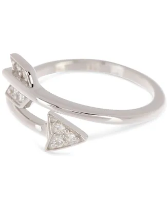 Adornia Silver-Tone Adjustable Crystal Arrow Ring