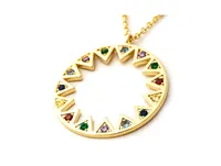 Multi Crystal Starburst Disc Pendant Necklace