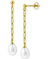 Giani Bernini Cultured Freshwater Pearl (10x8mm) Linear Chain Drop Earrings, Created for Macy's