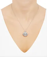 Cubic Zirconia Round Locket Pendant Necklace in Sterling Silver