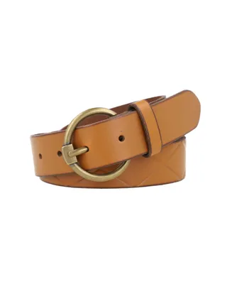 Frye Diamond-Embossed Leather Belt