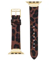 Nine West Women's Leopard Print Polyurethane Leather Band Compatible with 42mm, 44mm, 45mm, Ultra and Ultra 2 Apple Watch - Leopard, Gold