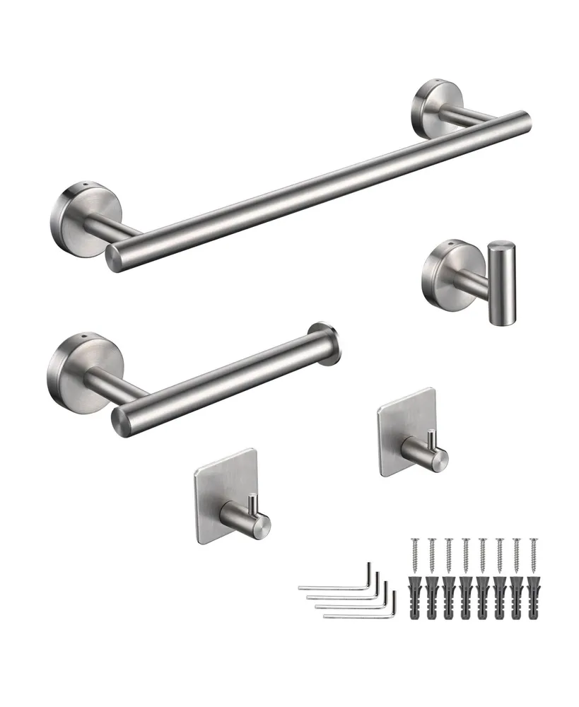 Aquaterior 5-Piece Bathroom Hardware Set Wall Mount Towel Bar Toilet Paper  Holder Robe Hook - Assorted Pre