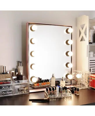 Byootique Lighted Hollywood Vanity Mirror 10pcs Dimmable Led Tabletop Mount Makeup