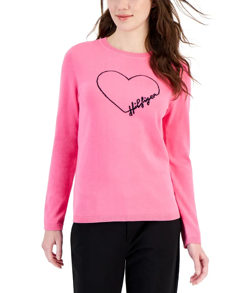 Logo Sweater | Heart Mall Hilfiger Outline Cotton Hawthorn Women\'s Tommy