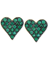 Effy Emerald Heart Stud Earrings (1/3 ct. t.w.) in 14k Gold