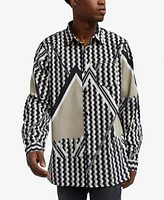 Reason Men's Geo Print Long Sleeves Woven Shirt