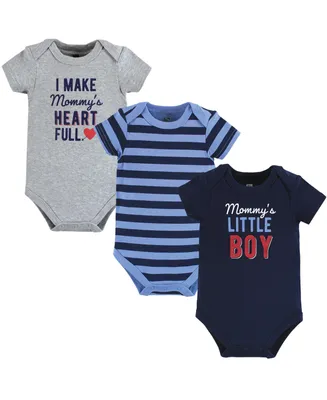 Hudson Baby Boys Cotton Bodysuits, Mommys Boy, 3-Pack